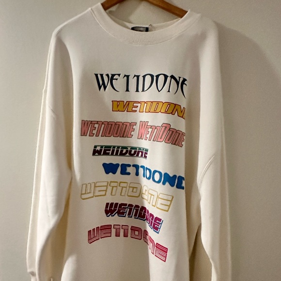 WE11DONE Logo print crew neck sweatshirt BRAND NEW size XL - Picture 3 of 4